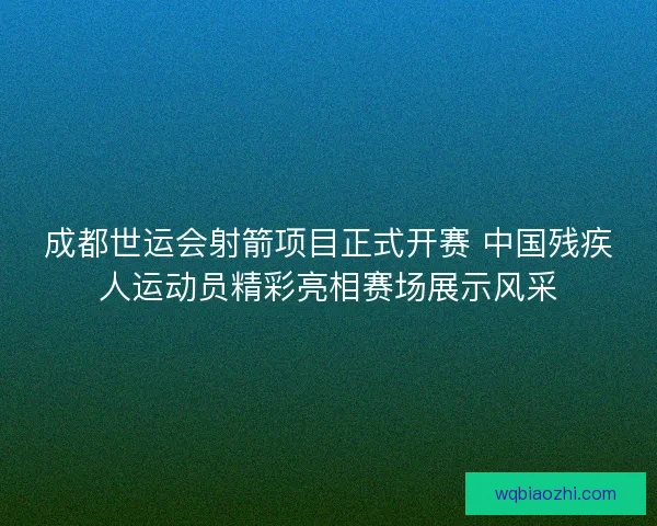 成都世运会射箭项目正式开赛 中国残疾人运动员精彩亮相赛场展示风采