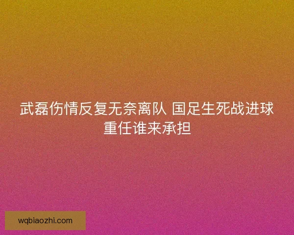 武磊伤情反复无奈离队 国足生死战进球重任谁来承担