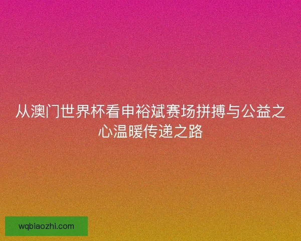 从澳门世界杯看申裕斌赛场拼搏与公益之心温暖传递之路